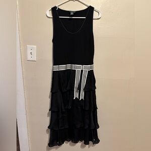Lauren Ralph Lauren Navy Blue and White Ruffle Dress